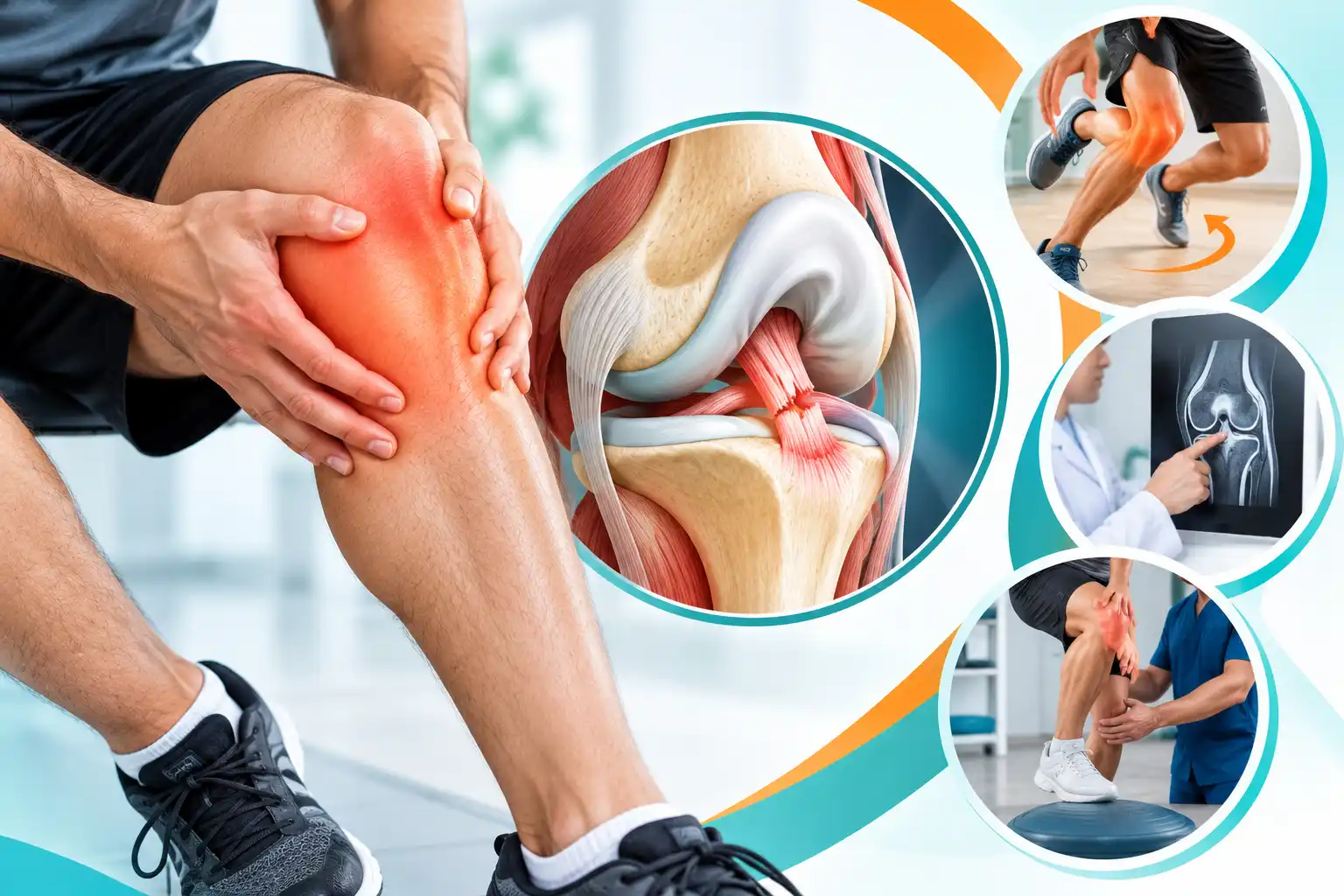 Clinician assessing an athlete's knee after a suspected ACL injury