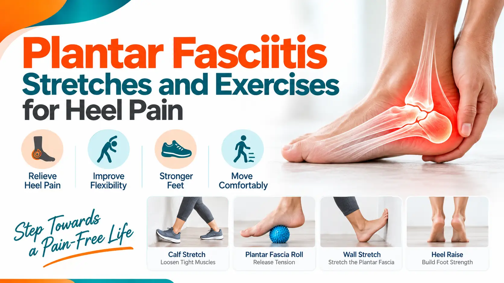 Physiotherapist guiding a gentle heel pain exercise for plantar fasciitis