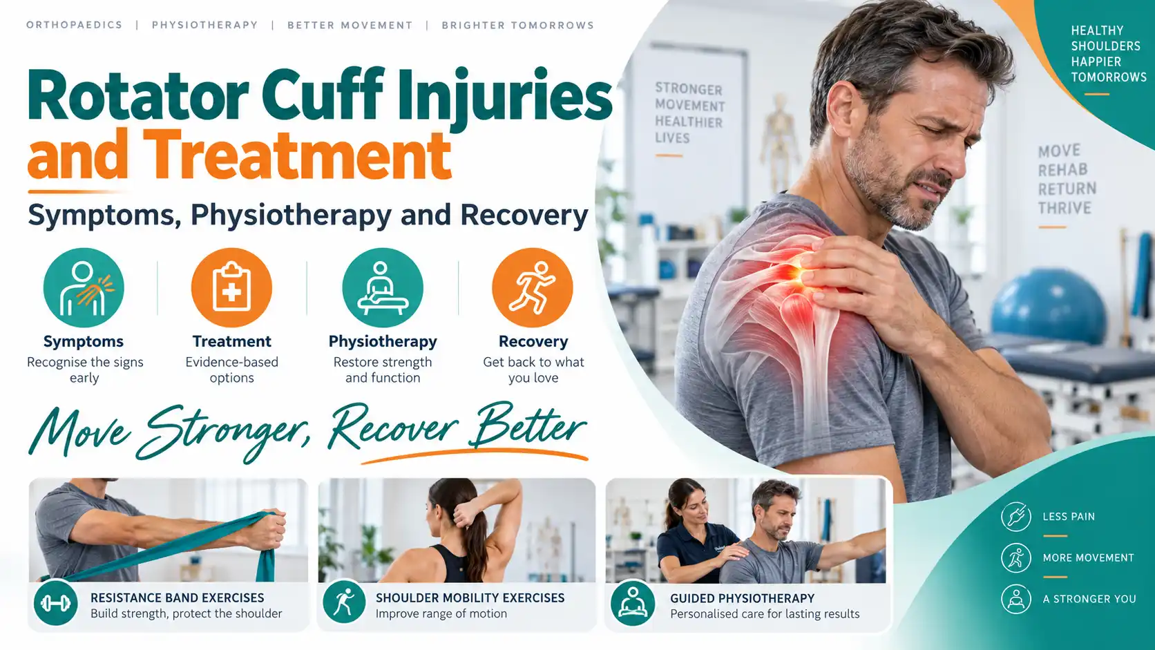 Physiotherapist assessing shoulder movement for possible rotator cuff injury