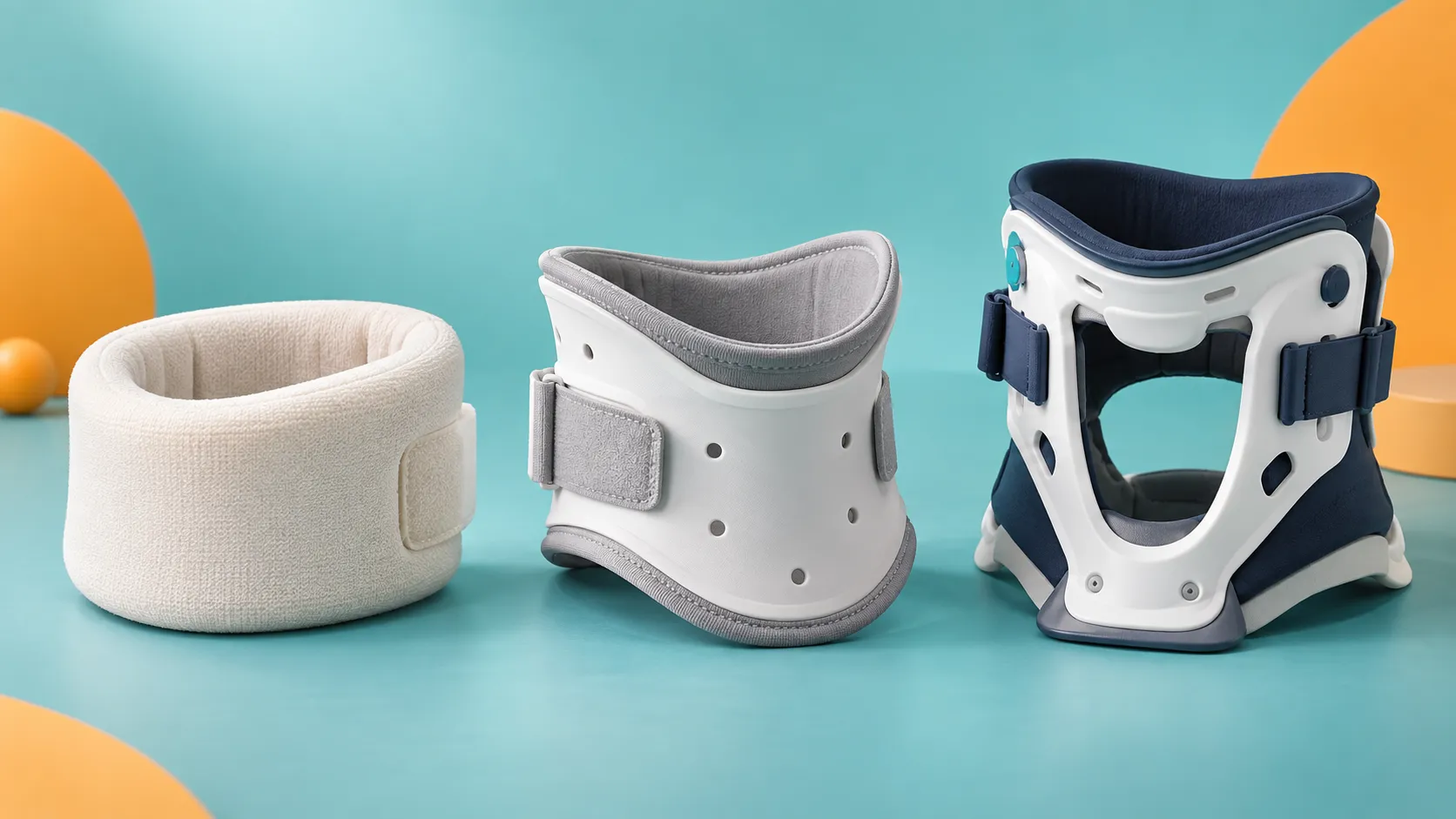 Types of cervical collar including soft semi rigid and rigid neck support