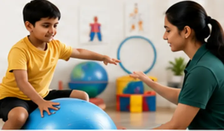 Pediatric physiotherapy supporting a child's movement