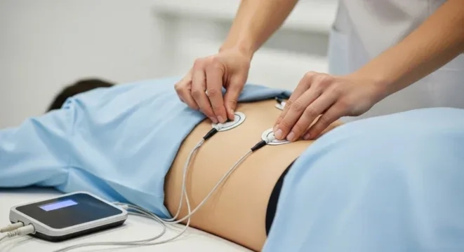 Electrode placement showing how interferential therapy currents reach deep muscles and joints